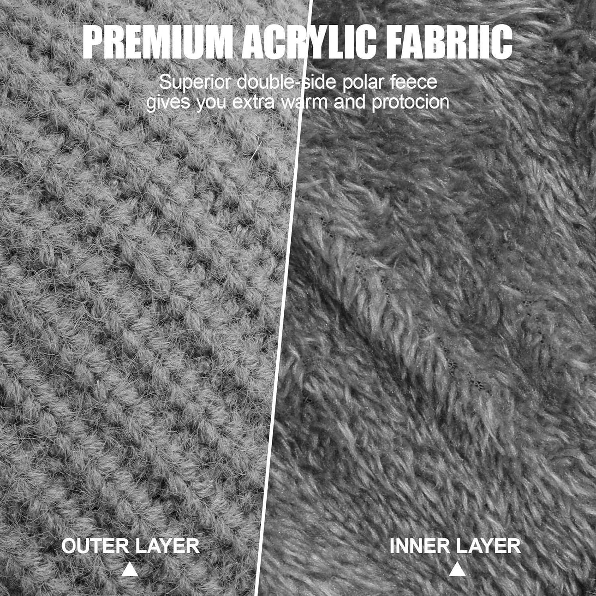 Strickmütze Damen 3in1 Thermo Schal & Sturmhaube Schwarz