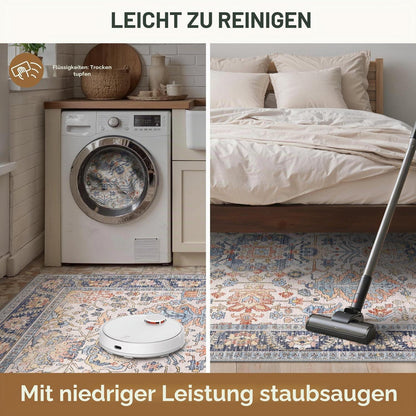 Vintage Teppich Wohnzimmer 160x230cm Rotblau Creme