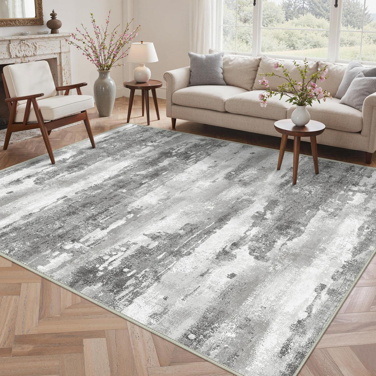 Moderner Wohnzimmerteppich Grau Farbverlauf 200x290 cm Waschbar