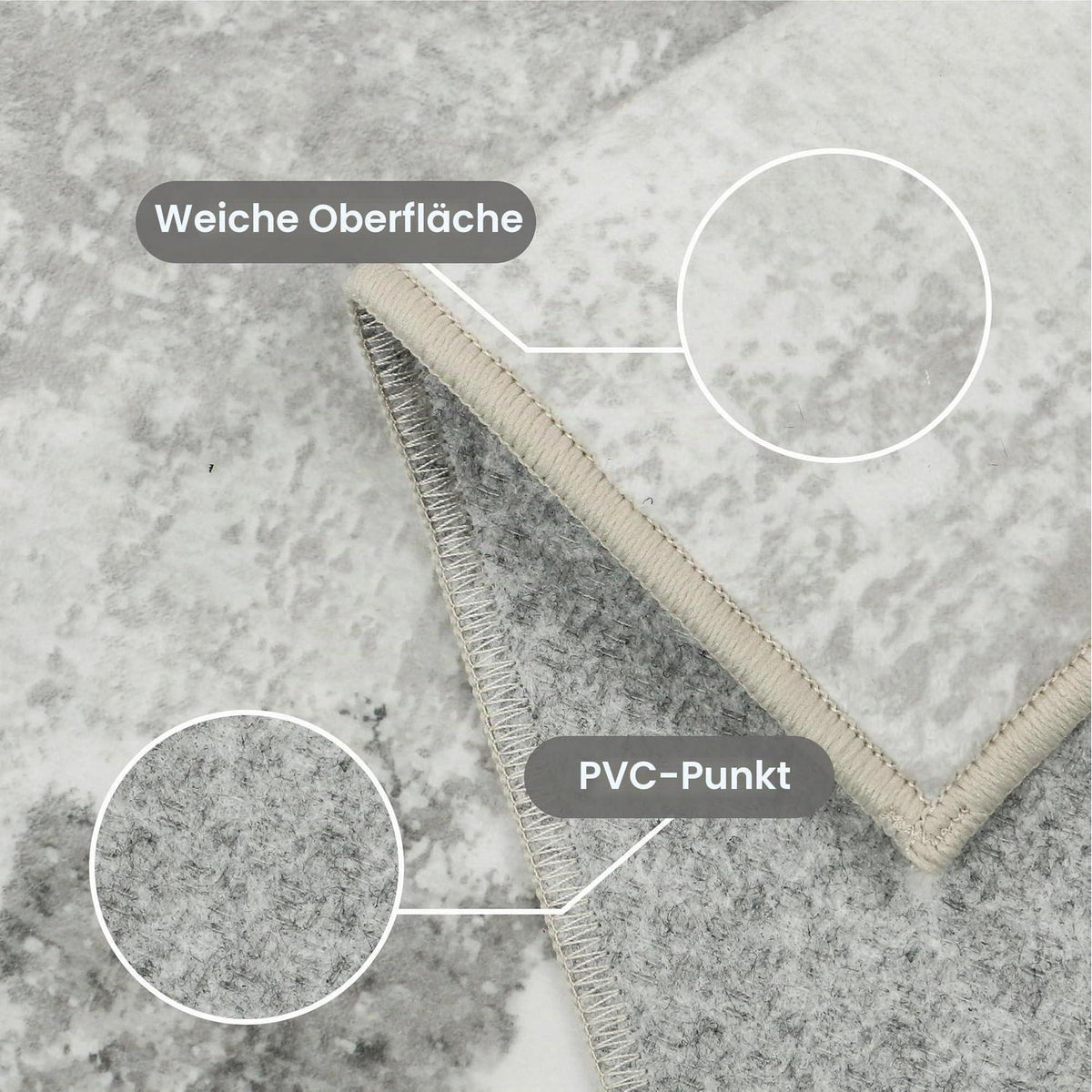 Moderner Waschbarer Teppich Grau 160x230 cm – Rechteckig & Rutschfest
