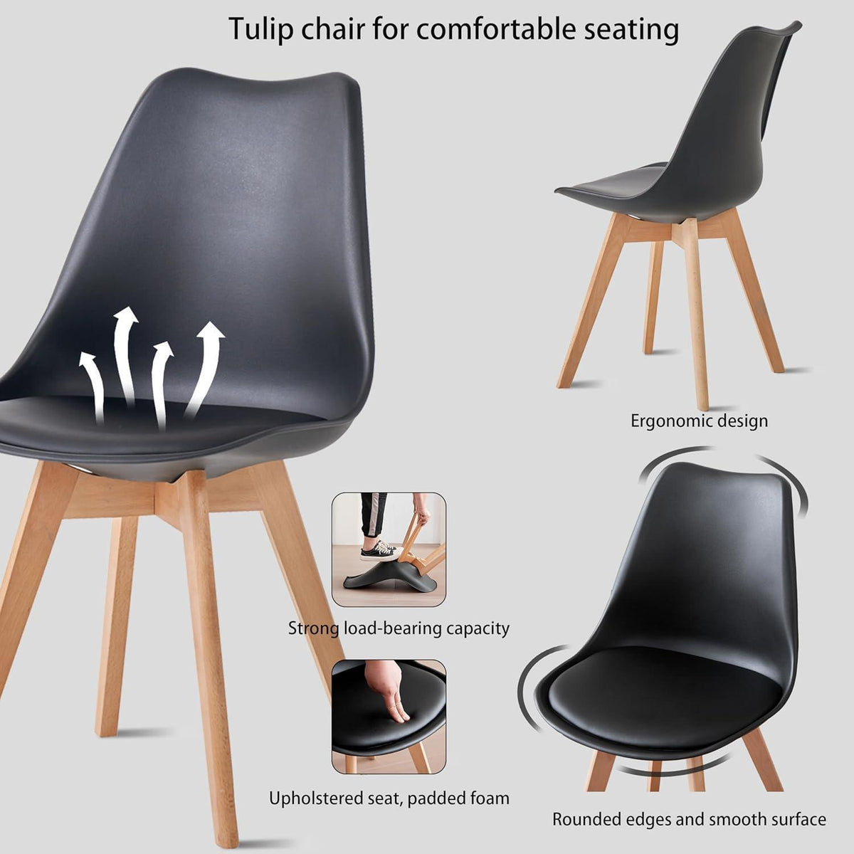 Runder Esstisch 120cm + 6 Stühle Dunkelbraun/Schwarz