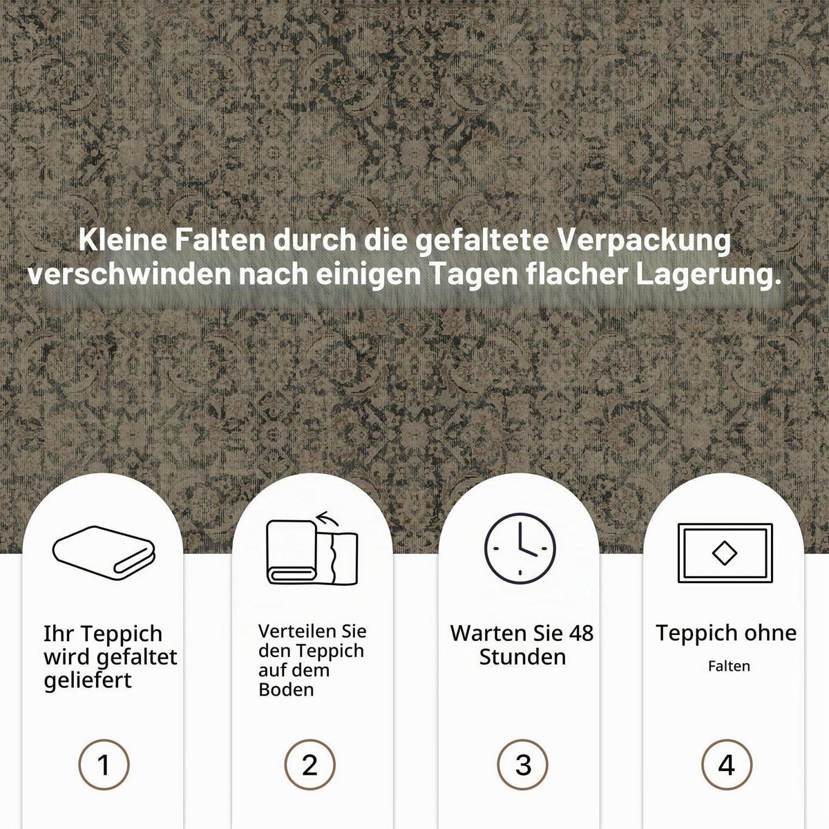 Vintage Teppich Wohnzimmer 300x400cm Hellbraun Rechteckig