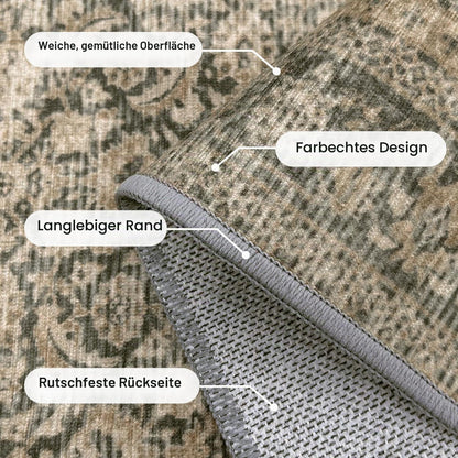 Vintage Teppich Wohnzimmer 240x300cm Hellbraun Rechteckig