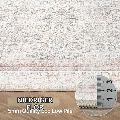 Vintage Teppich Wohnzimmer 300x400cm Hellbeige Rechteckig