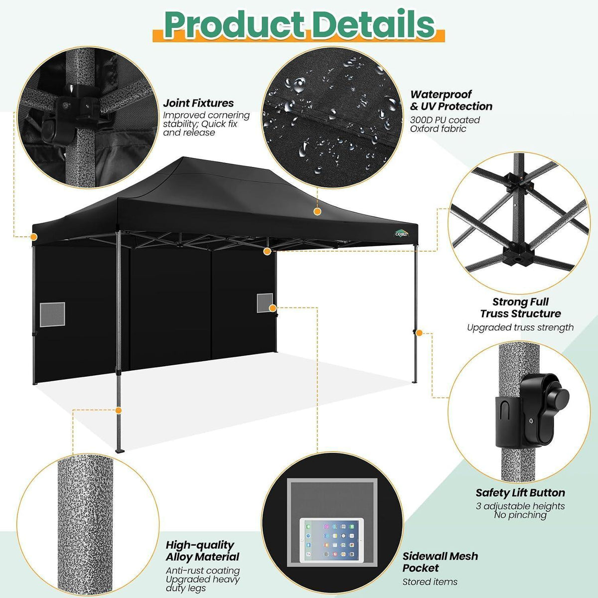 Faltpavillon 3x4,5m | Wasserdicht, Stabil & Mit Seitenteilen