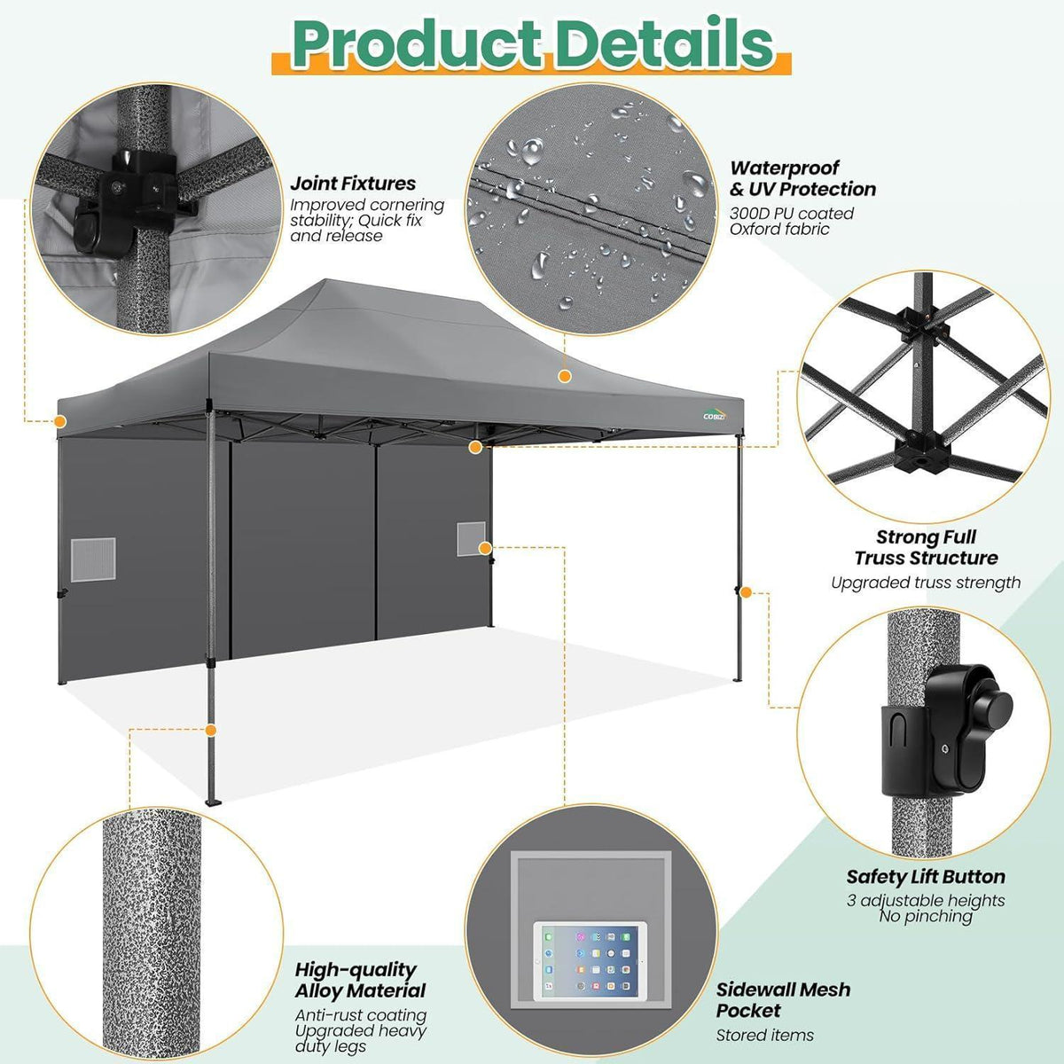 Faltpavillon 3x4,5m – Wasserdicht, Stabil & Mit Seitenteilen