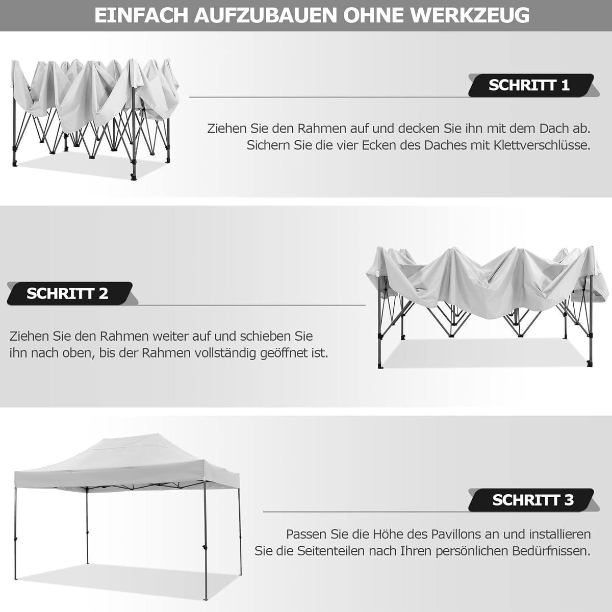 Pavillon 3x4,5m – Wasserdicht, Stabil & Mit Seitenteilen