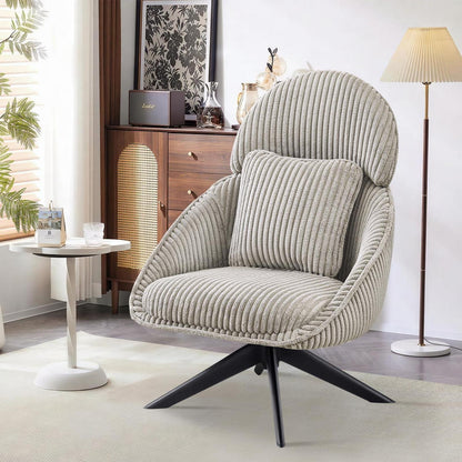 Loungesessel 360° Drehbar mit Abnehmbarem Kissen – Grau/Hellgrau