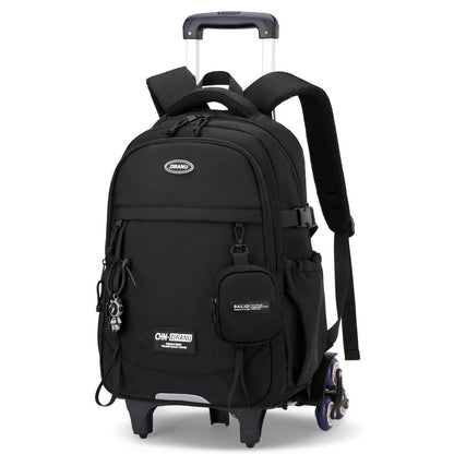 Schulrucksack mit Rollen für Jungen – Abnehmbarer Trolley & 6 Räder