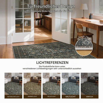 Wohnzimmerteppich 200x290 cm – Waschbar, Antik Graubraun