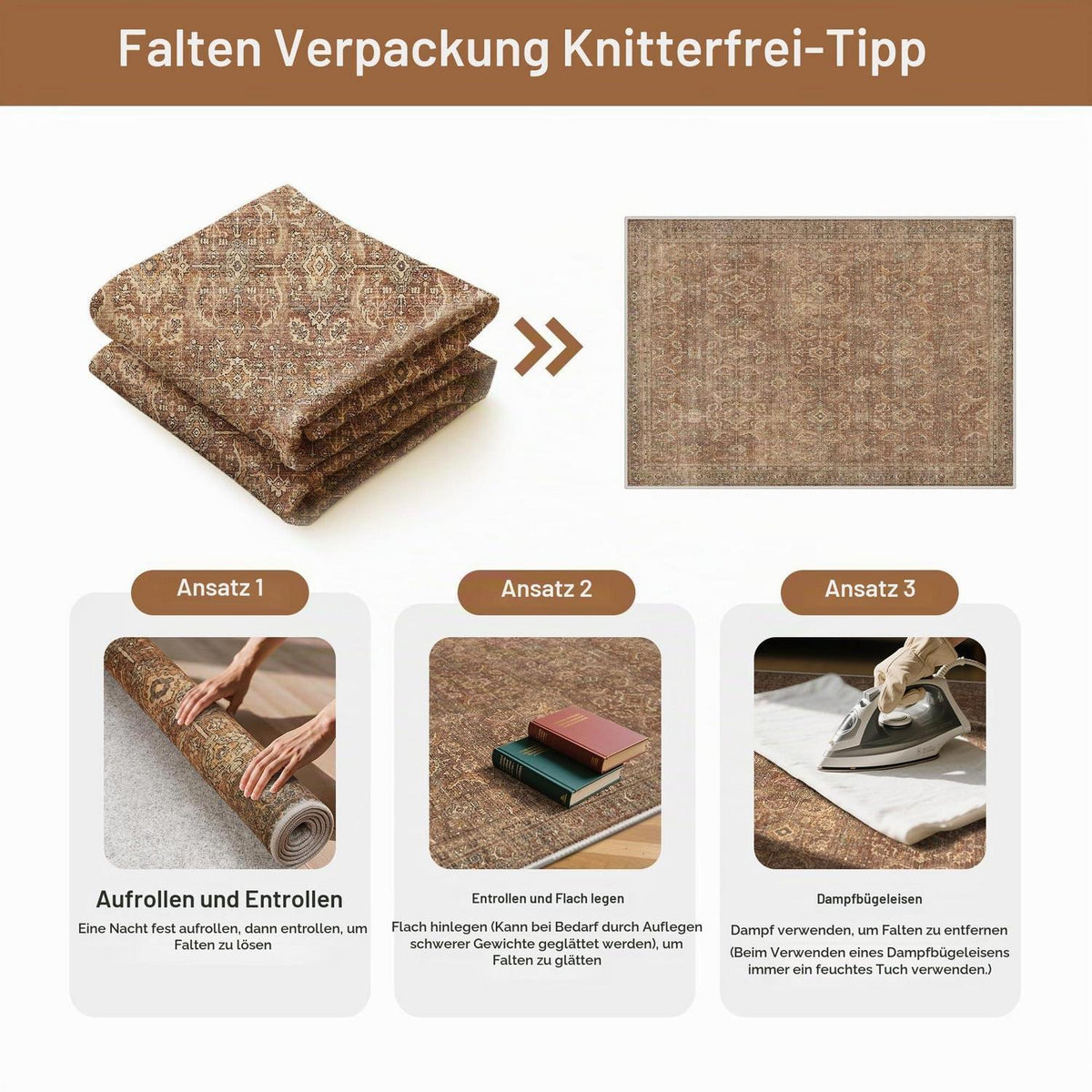 Vintage Teppich Wohnzimmer 160x230 cm Rotbraun