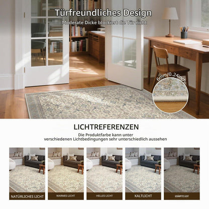 Vintage Teppich Wohnzimmer 160x230 cm – Beige Kurzflor Teppich
