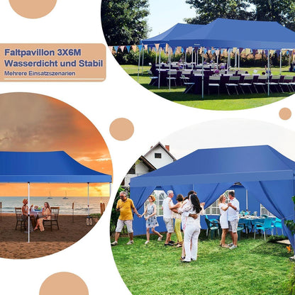 Faltpavillon 3x6m wasserdicht mit Seitenteilen – Partyzelt für Garten