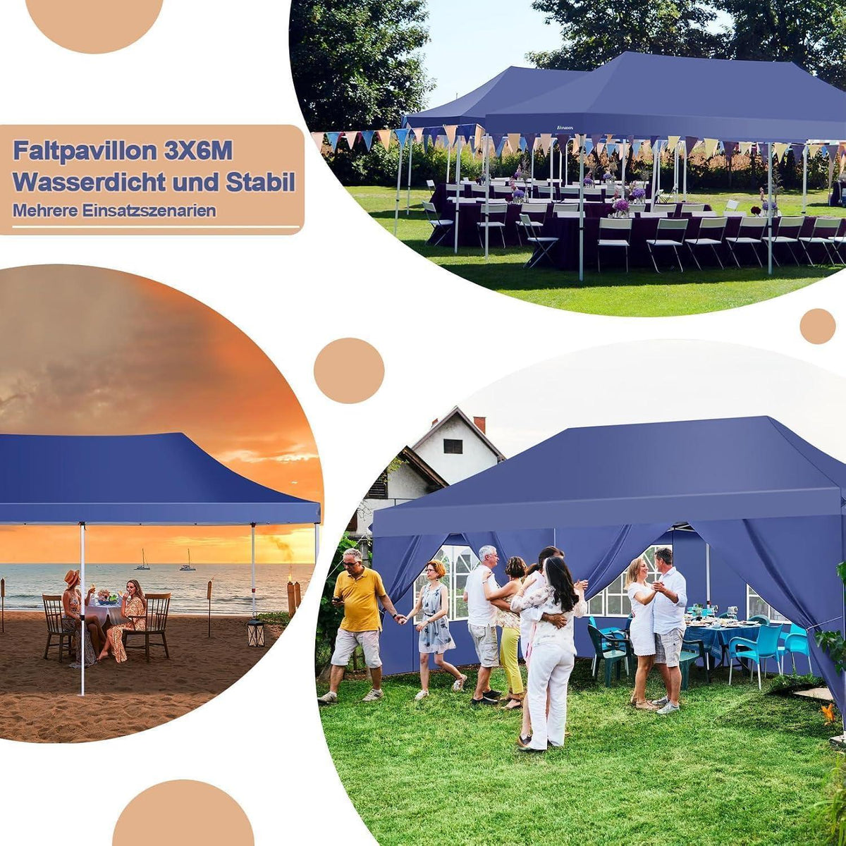 Faltpavillon 3x6m wasserdicht mit Seitenteilen