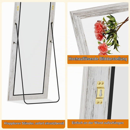 Großer Ganzkörperspiegel Holzweiß 165x56cm – Wand & Standspiegel