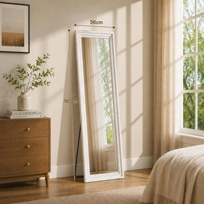 Großer Ganzkörperspiegel Holzweiß 165x56cm – Wand & Standspiegel