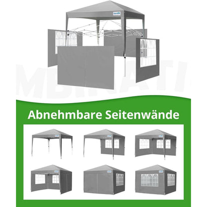 3x3m Faltpavillon wasserdicht mit Seitenwänden & UV-Schutz