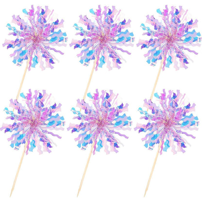 Feuerwerk Cupcake Toppers - 30 Stück Lila Partydeko
