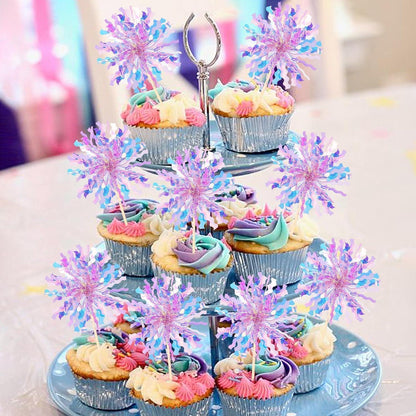 Feuerwerk Cupcake Toppers - 30 Stück Lila Partydeko