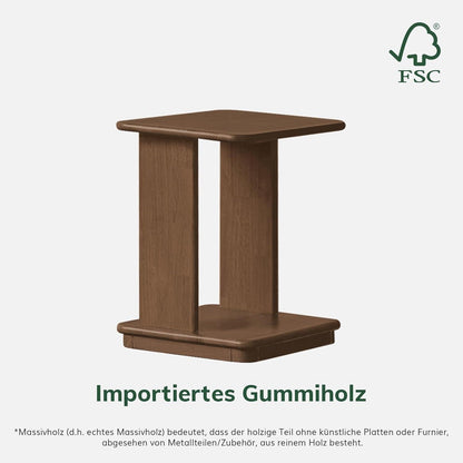 Massivholz Beistelltisch mit Rollen – Nussbaumfarbe