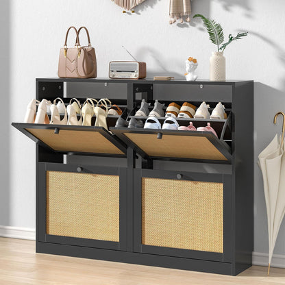 Schuhschrank 4 Klappen – Platzsparender Schuhregal für 16-24 Paar