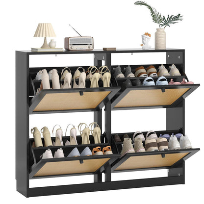 Schuhschrank 4 Klappen – Platzsparender Schuhregal für 16-24 Paar