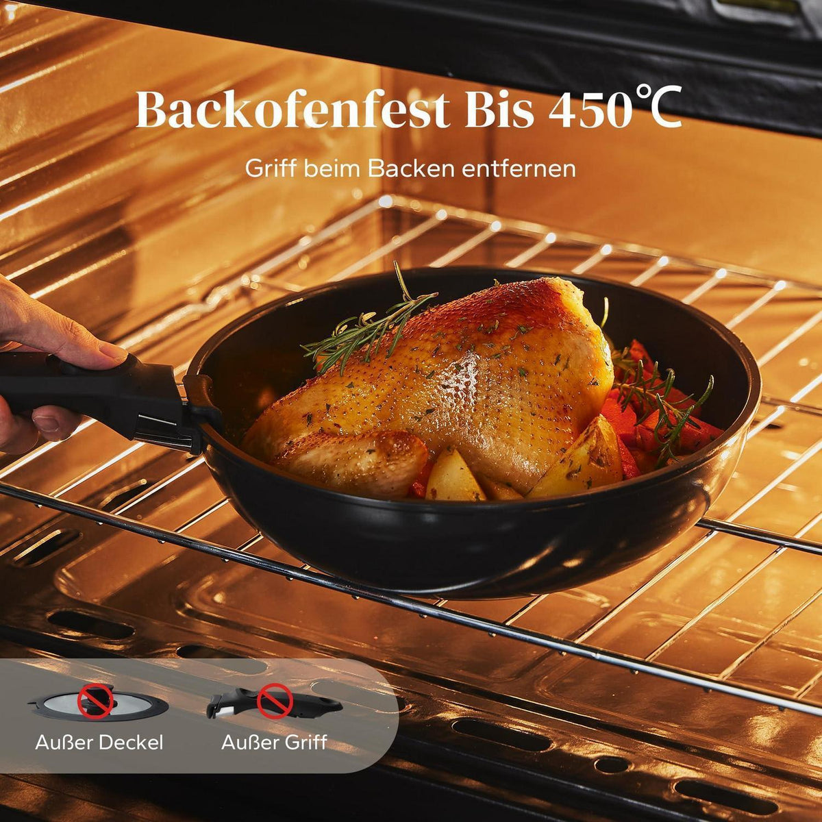 16-teiliges Topfset mit abnehmbaren Griffen – Antihaft-Keramik