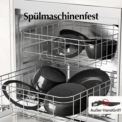 16-teiliges Topfset mit abnehmbaren Griffen – Antihaft-Keramik