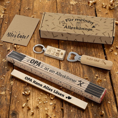 Opa Geschenkset: Zollstock, Bleistift & Co. in Geschenkbox