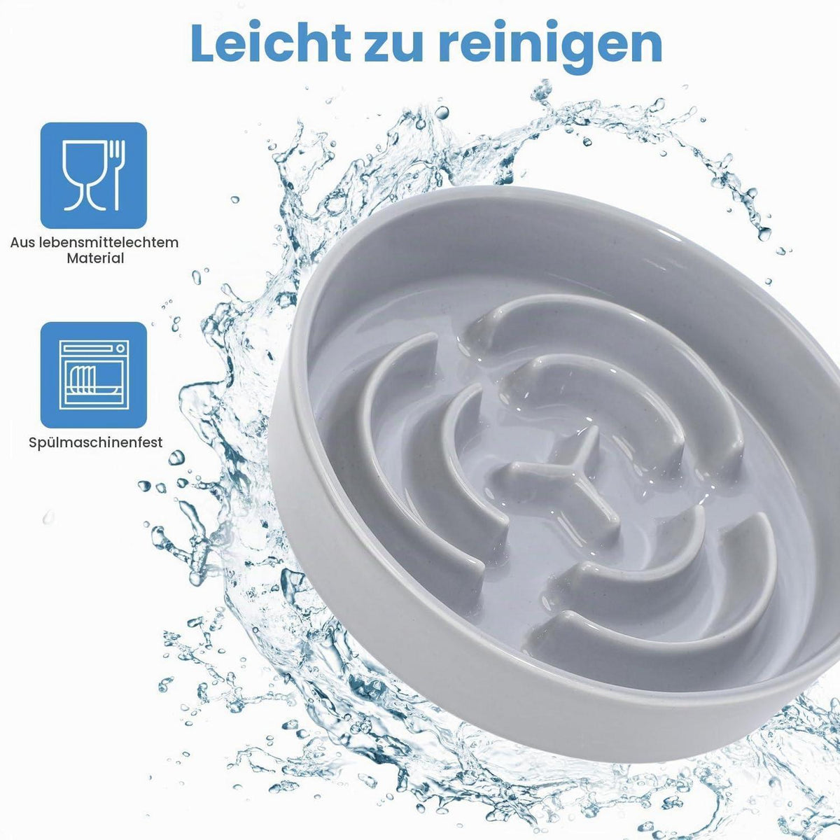 Antischlingnapf Keramik grau – Slow Feeder für Hunde