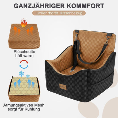Hunde Autositz mit Memory-Schaum & Stauraum – Braun