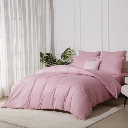 Baumwoll Bettwäsche Set 200x220 Rosa Altrosa Uni