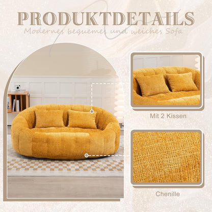 Zweisitzer Boneless Couch mit Memory Schaum – Gelb