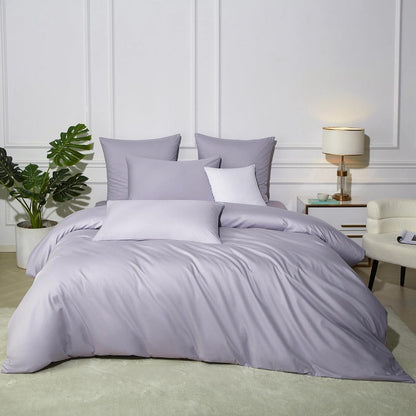 Baumwoll Bettwäsche Set Lila 220x240 cm | 3-teilig