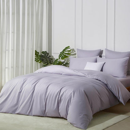 Baumwoll Bettwäsche Set Lila 220x240 cm | 3-teilig