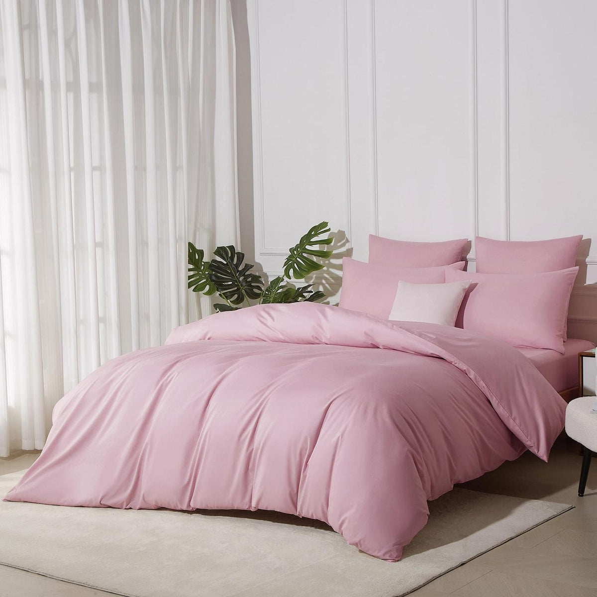 Bettwäsche-Set 220x240 Baumwolle Rosa – Weich & Atmungsaktiv