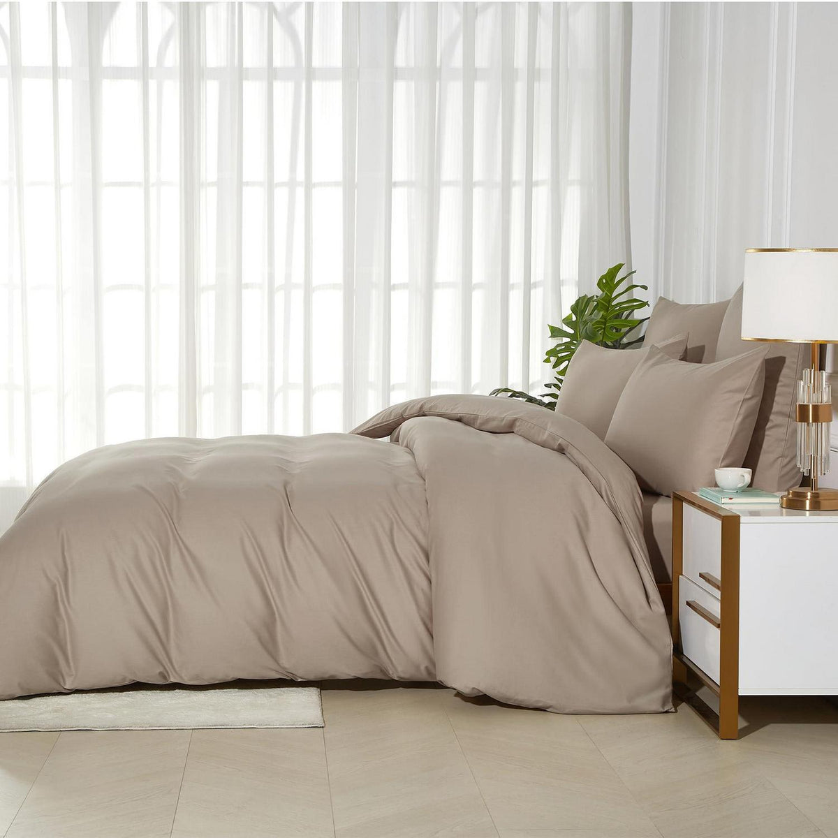 Bettwäsche Set 200x200 Baumwolle Khaki – Weich & Atmungsaktiv