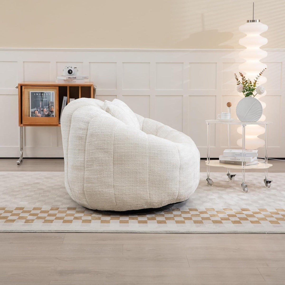 Zweisitzer Boneless Couch mit Memory Schaum – Beige Chenille