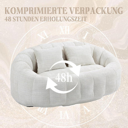 Zweisitzer Boneless Couch mit Memory Schaum – Beige Chenille