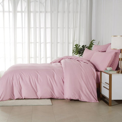 Bettwäsche-Set 135x200 Baumwolle Rosa – 4-teilig, Uni