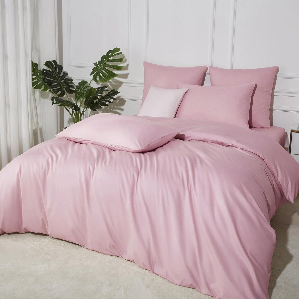 Bettwäsche-Set 135x200 Rosa Baumwolle 2-teilig