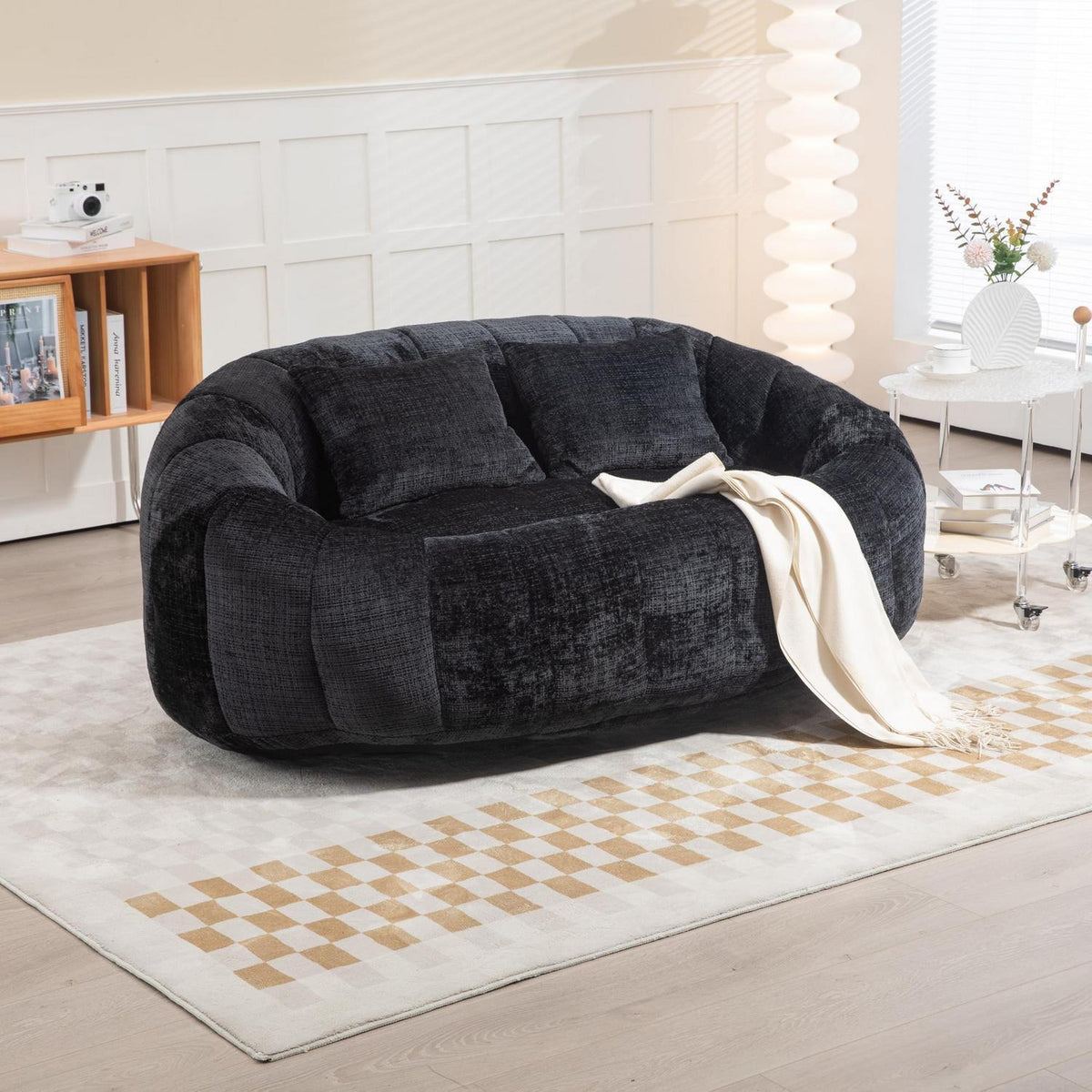 Zweisitzer Boneless Couch mit Memory Schaum – Schwarz