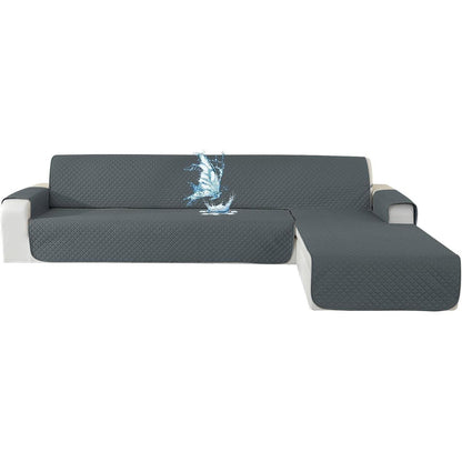 Wasserdichter Sofabezug L-Form 4 Sitzer, Ecksofa Überzug Grau