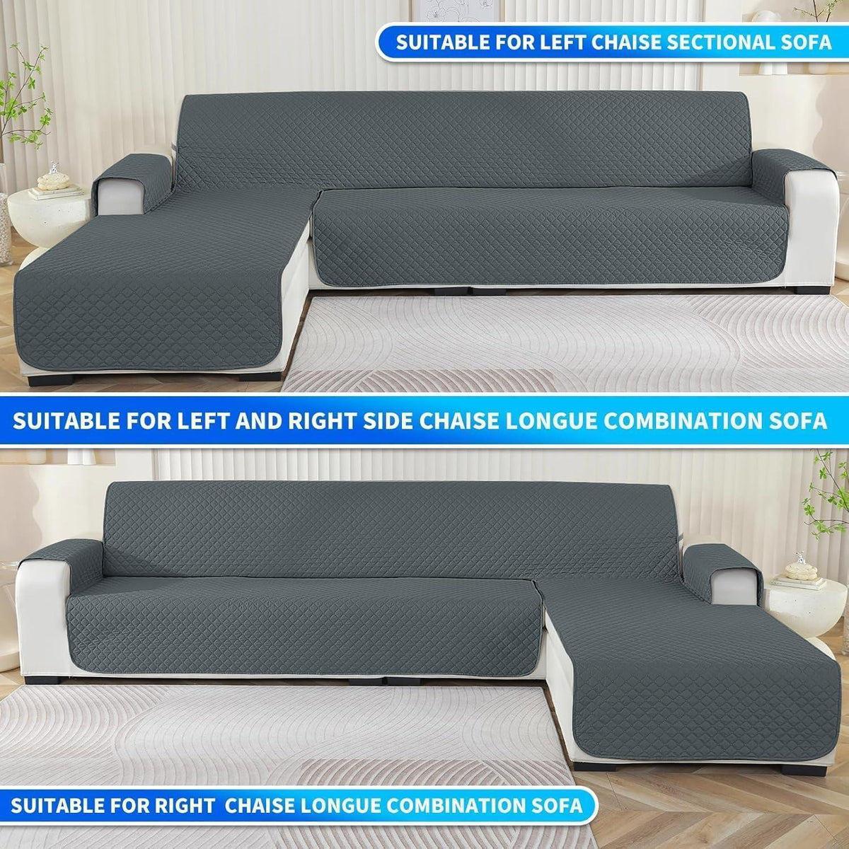 Wasserdichter Sofabezug L-Form 4 Sitzer, Ecksofa Überzug Grau