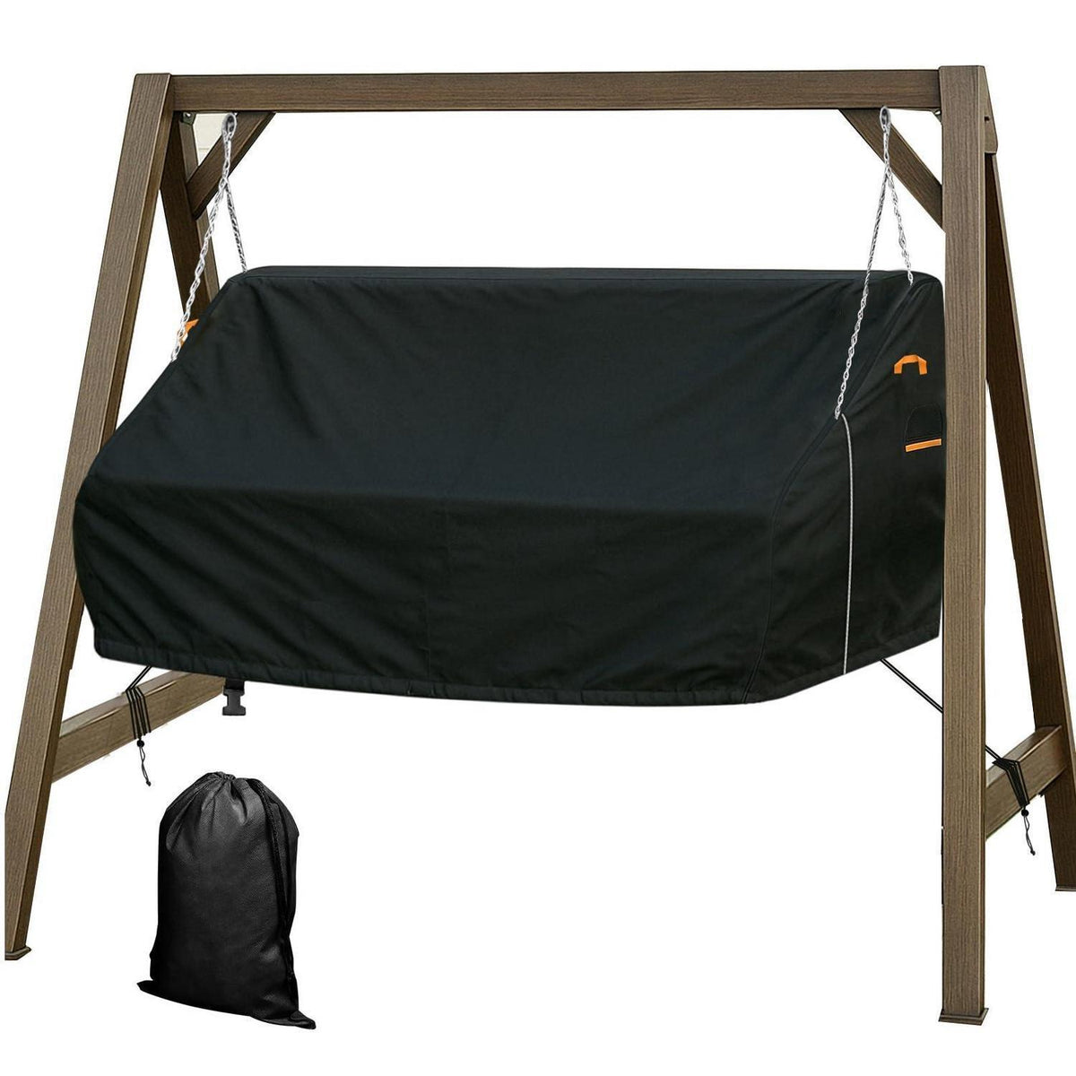 Veranda-Schaukel Abdeckung 600D Wasserdicht UV-Schutz Schwarz