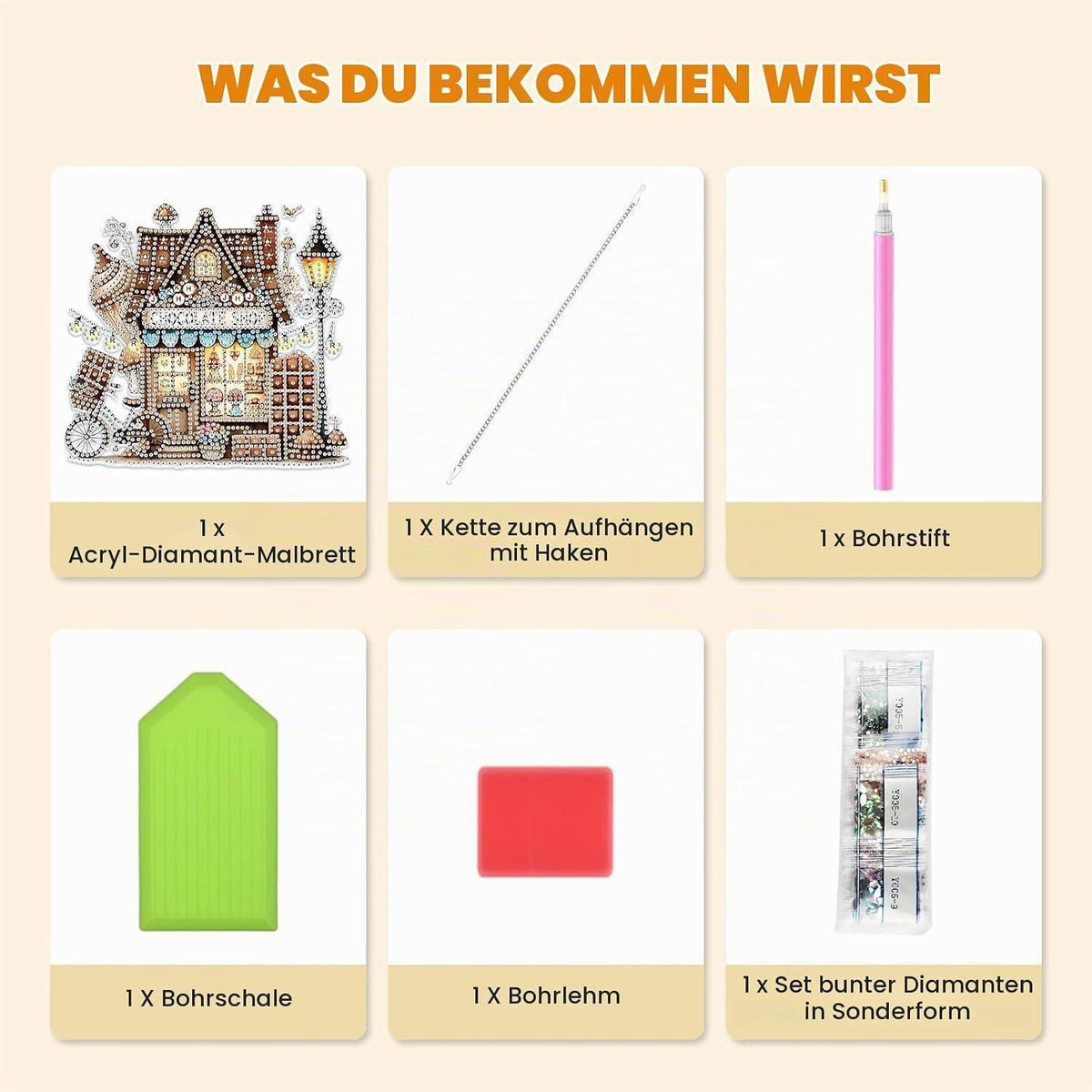 Diamant Painting Anhänger mit Kette – DIY Fensterbild 20x20cm