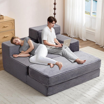Schlafsofa Cord Grau – Komfortables Bettsofa für Wohnzimmer