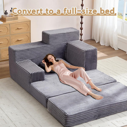Schlafsofa Cord Grau – Komfortables Bettsofa für Wohnzimmer