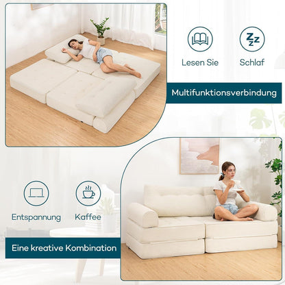 Faltbares Schlafsofa 3-in-1 – Schlafsessel & Sitzsack Beige