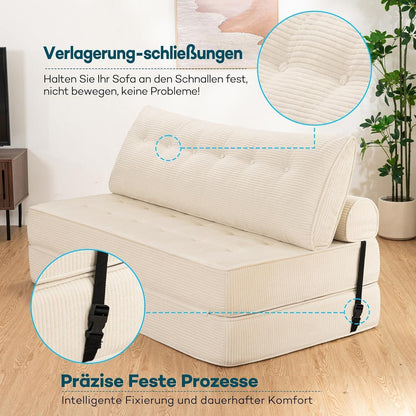 Faltbares Schlafsofa 3-in-1 – Schlafsessel & Couch Bett Beige